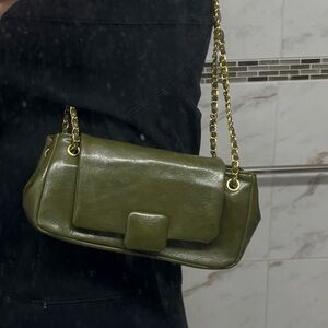 Elegant Olive Green Chain Shoulder Bag